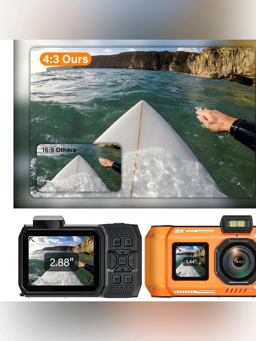 8K WiFi Waterproof Action Camera Underwater Camera Rugged WiFi 33FT